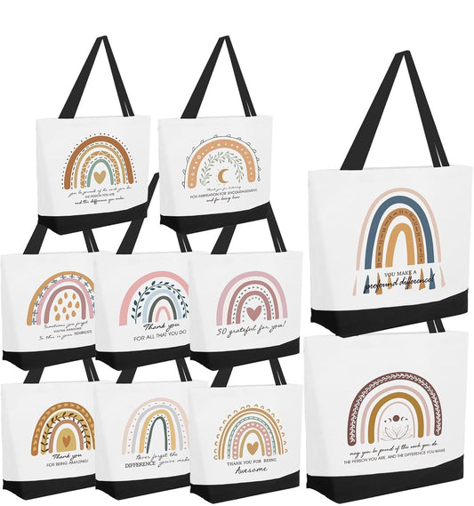 Teacher Cotton Canvas Large Tote Bag - Inspirational Quotes