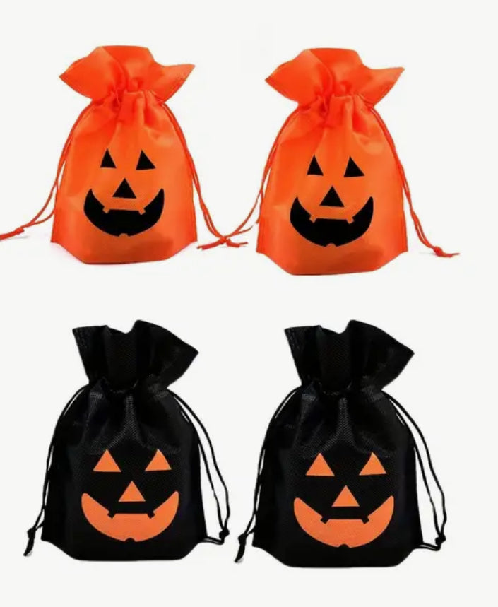 Halloween Large Drawstring Pouches Black / Orange