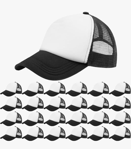 Kids Sublimation Trucker Baseball Cap Black / White