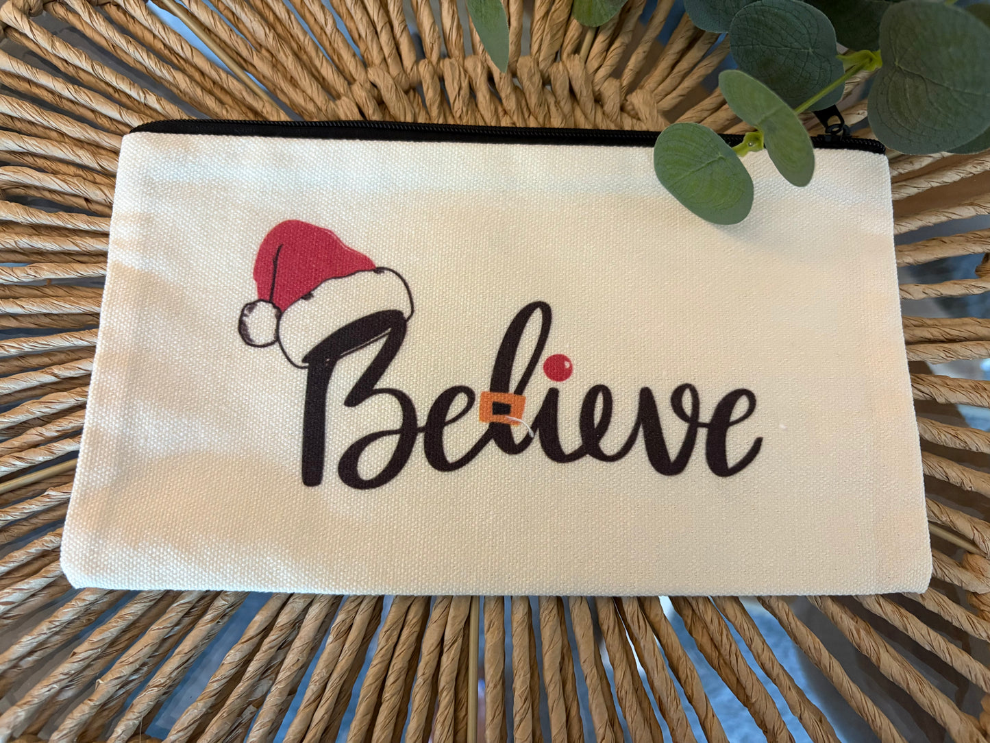 Believe Canvas Zip Pouch