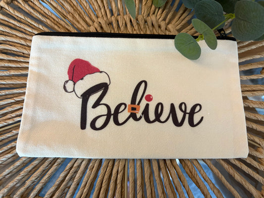 Believe Canvas Zip Pouch