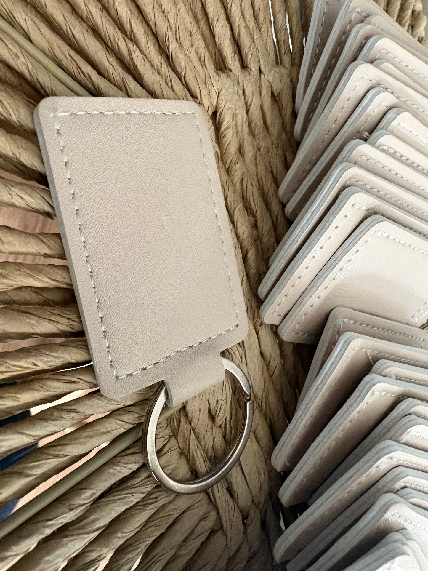 Keyring Beige PU Leather