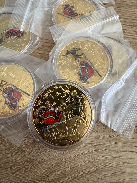 Santa Sleigh Wishing Coin in Presentation Case