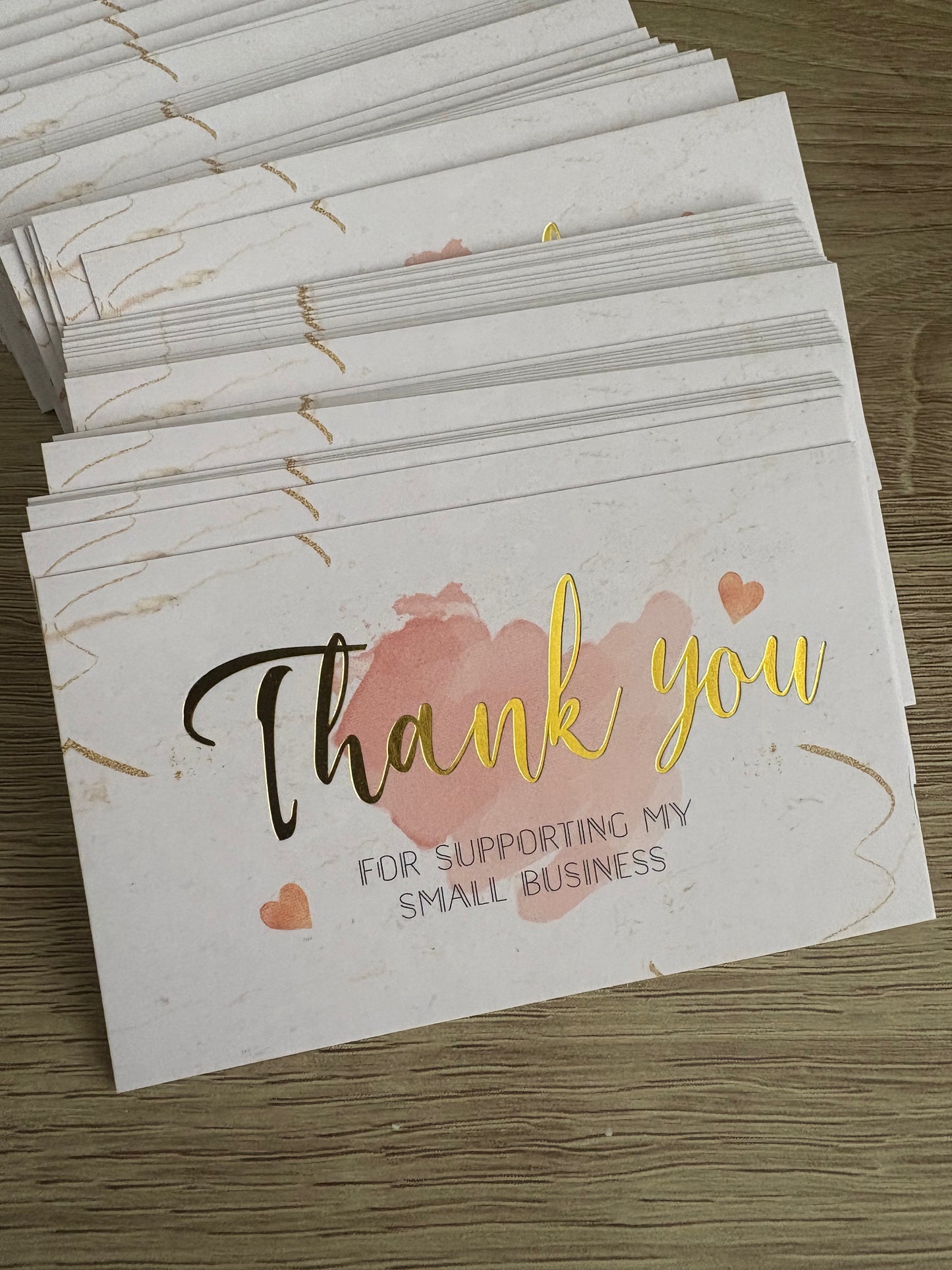 Business Cards x 10 Pink Thank You