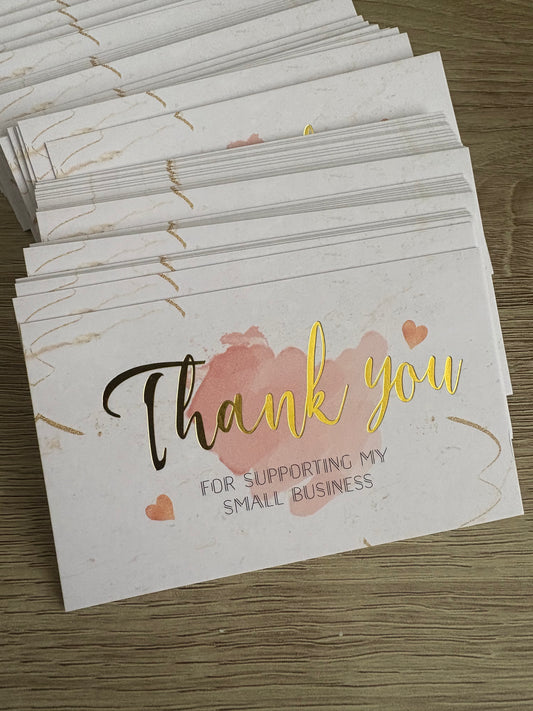 Business Cards x 10 Pink Thank You