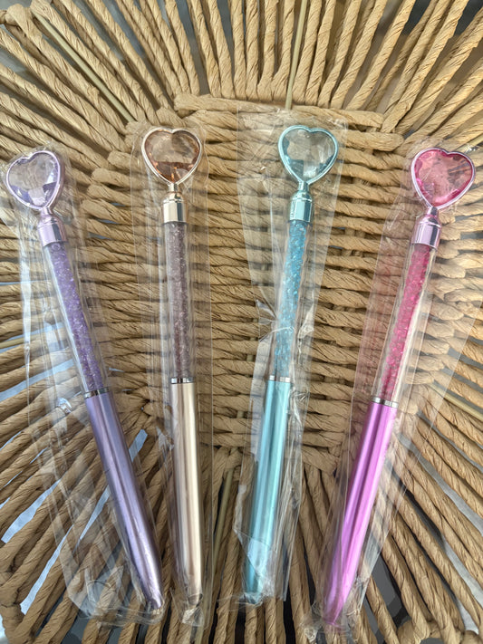 Heart Topped Diamond Ballpoint Pen