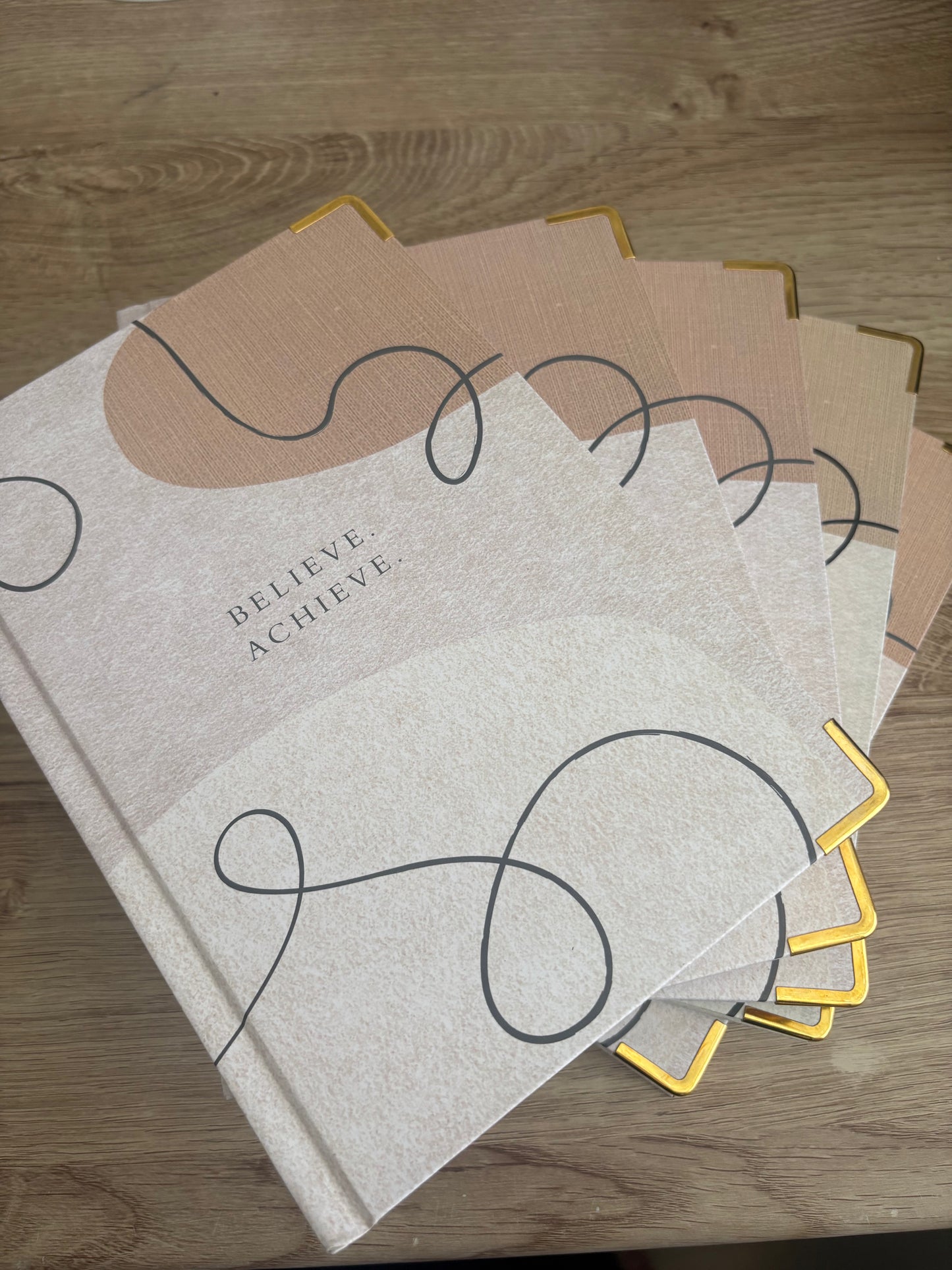 A5 Believe Achieve Notebook. Gold Leaf Pages