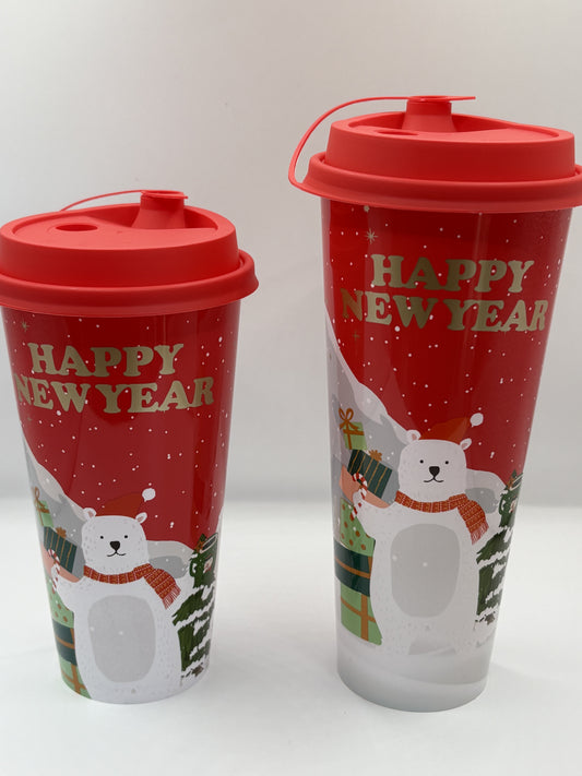 Xmas Cups with Lids Merry Christmas / Happy New Year (520ml / 600ml)