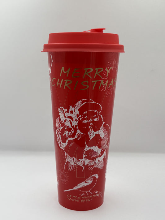 Xmas Cup with Lid Red White Santa 520ml / 600ml