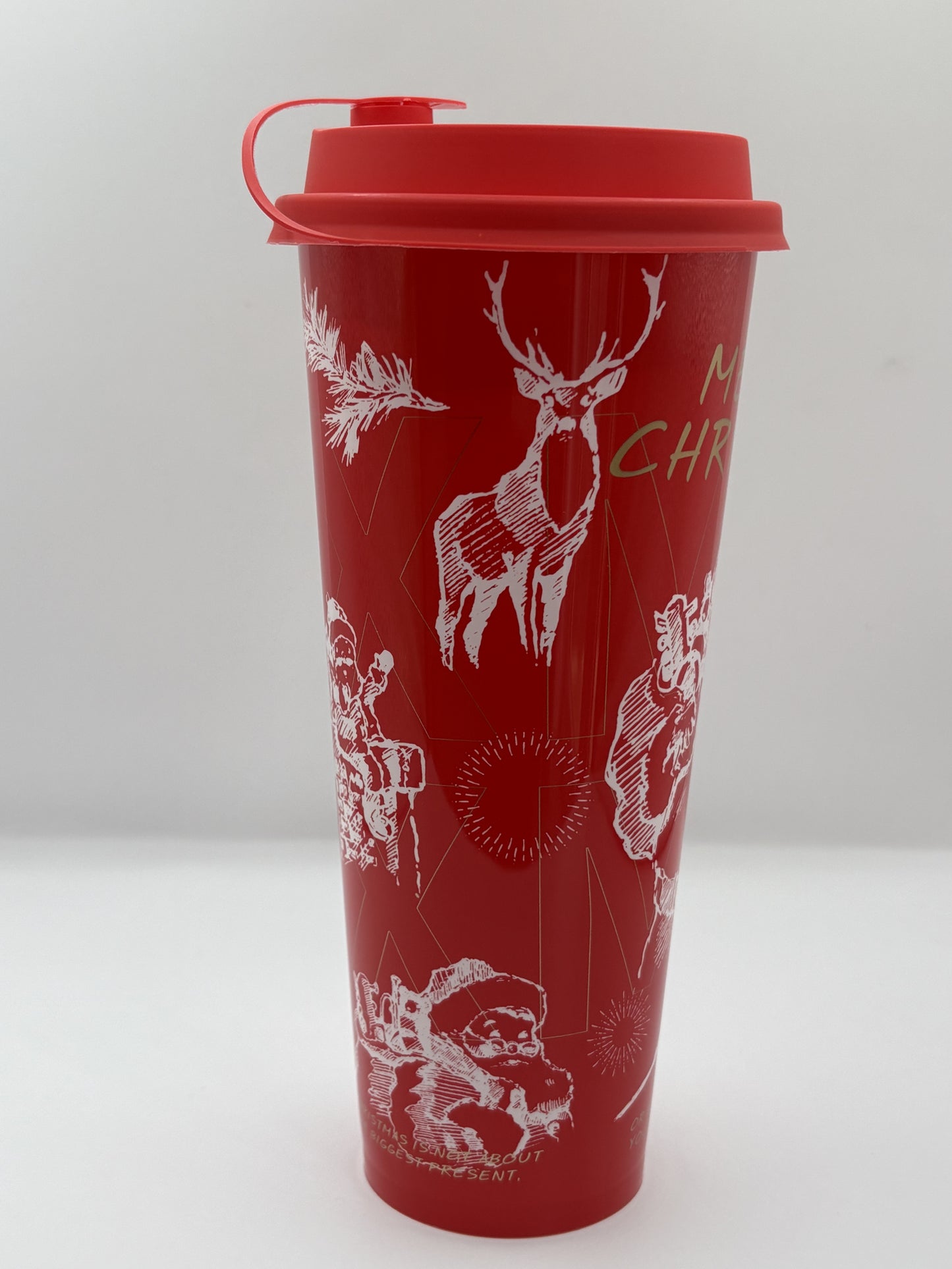 Xmas Cup with Lid Red White Santa 520ml / 600ml