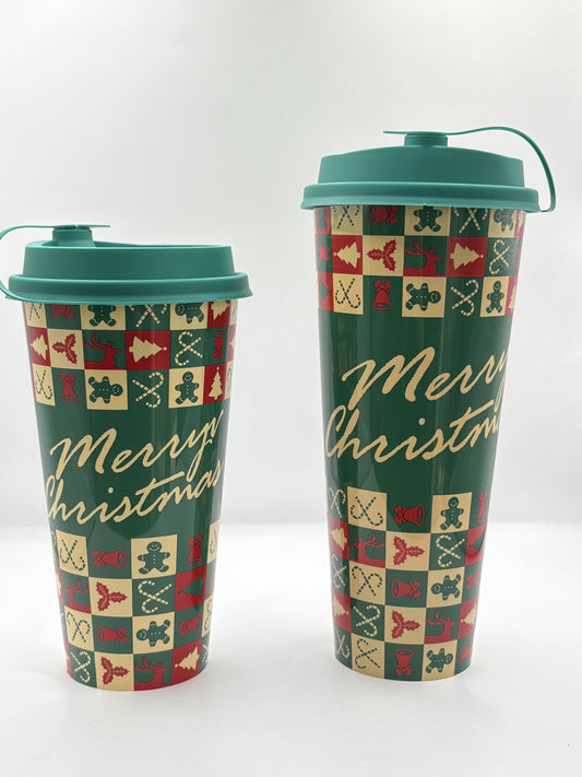 Xmas Cup Green Squares (520ml / 600ml)